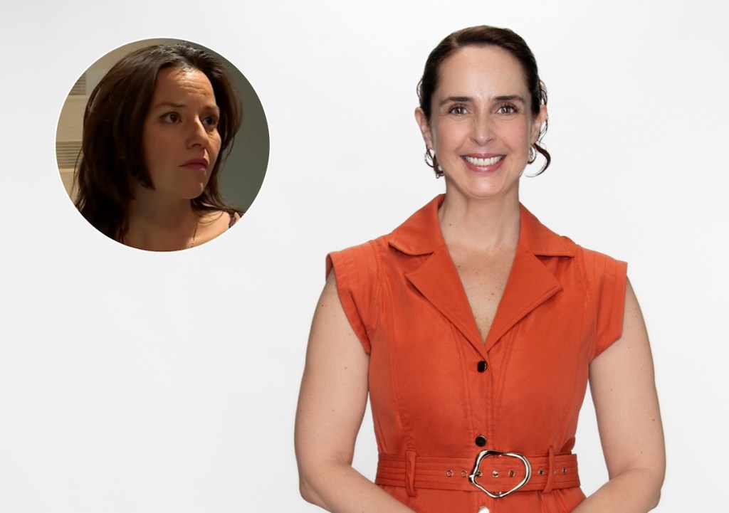 Imagen dividida mostrando a Susana González sonriente en primer plano, vestida con un vestido naranja, junto a una imagen en círculo de Daniela Ramírez, quien interpreta el mismo personaje en la telenovela original.